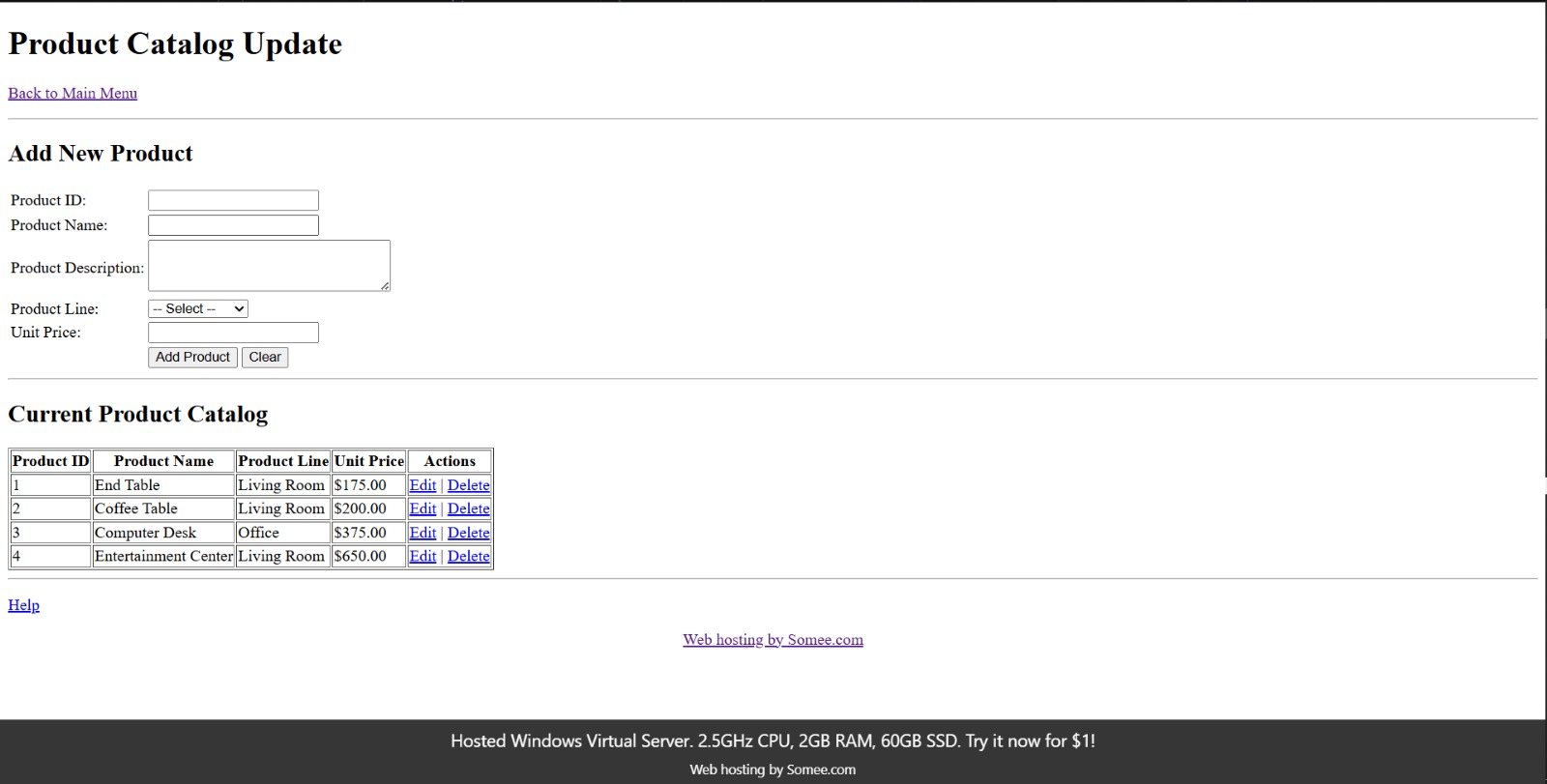 Product Catalog Update